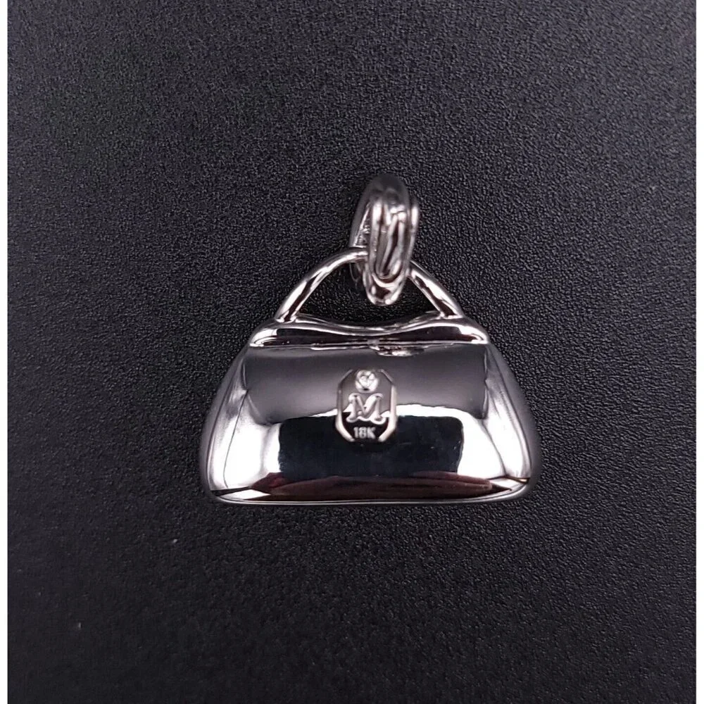 Mirabelle 18kt White Gold Diamond and Sapphire Purse Charm Pendant with Enhancer